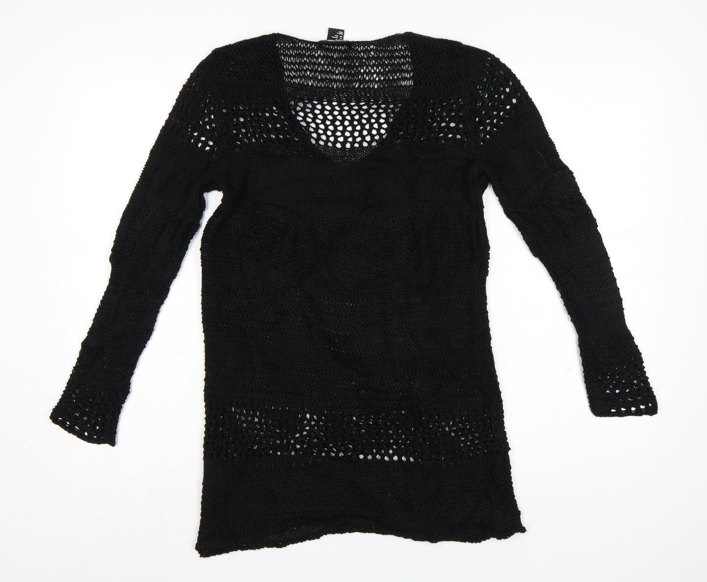 H&M Women’s Black XS Open-Knit Long Sleeve Pullover Jumper