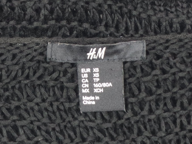 H&M Women’s Black XS Open-Knit Long Sleeve Pullover Jumper