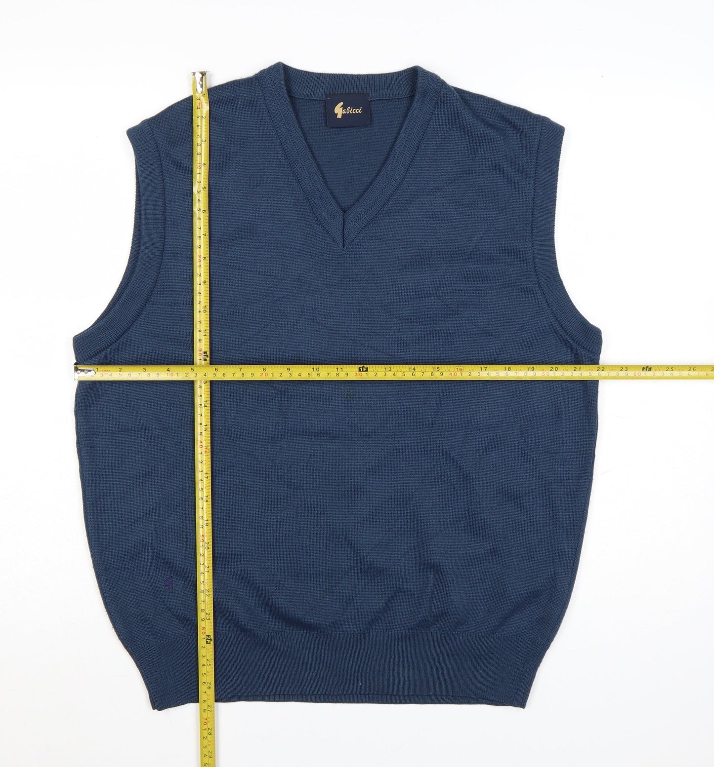 Gabicci Men's Blue Acrylic V-Neck Sleeveless Vest Jumper L