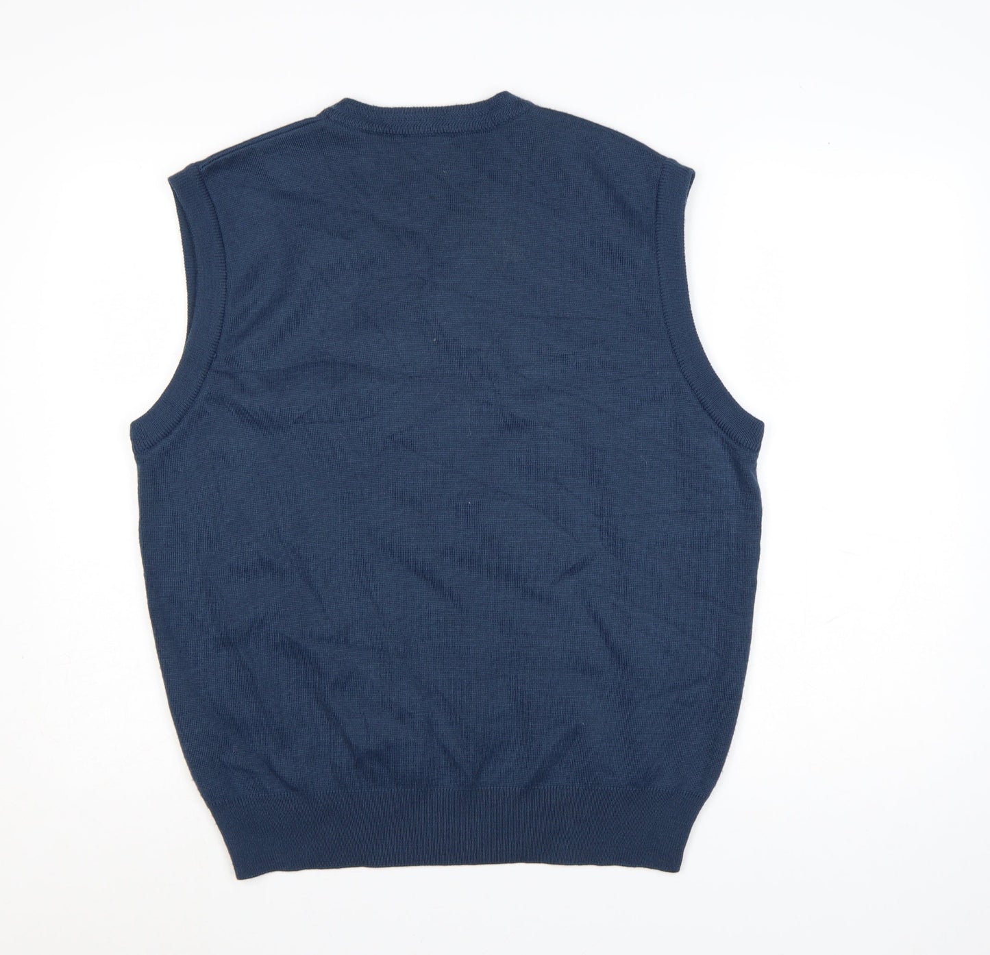 Gabicci Men's Blue Acrylic V-Neck Sleeveless Vest Jumper L