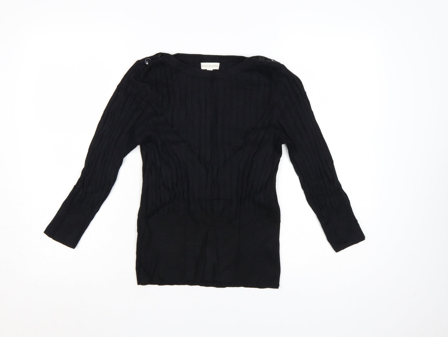 Monsoon Women's Black Knit Pullover Jumper Size M Boat Neck