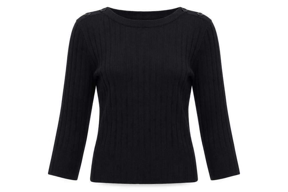 Monsoon Women's Black Knit Pullover Jumper Size M Boat Neck