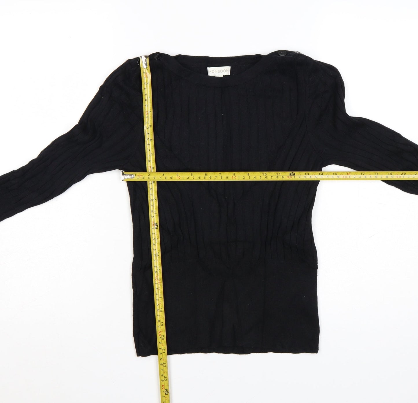 Monsoon Women's Black Knit Pullover Jumper Size M Boat Neck