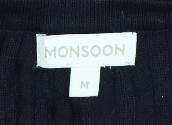 Monsoon Women's Black Knit Pullover Jumper Size M Boat Neck