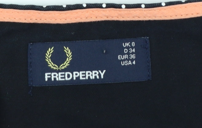 Fred Perry Women’s Black Polka Dot Sleeveless Shirt Dress UK 8
