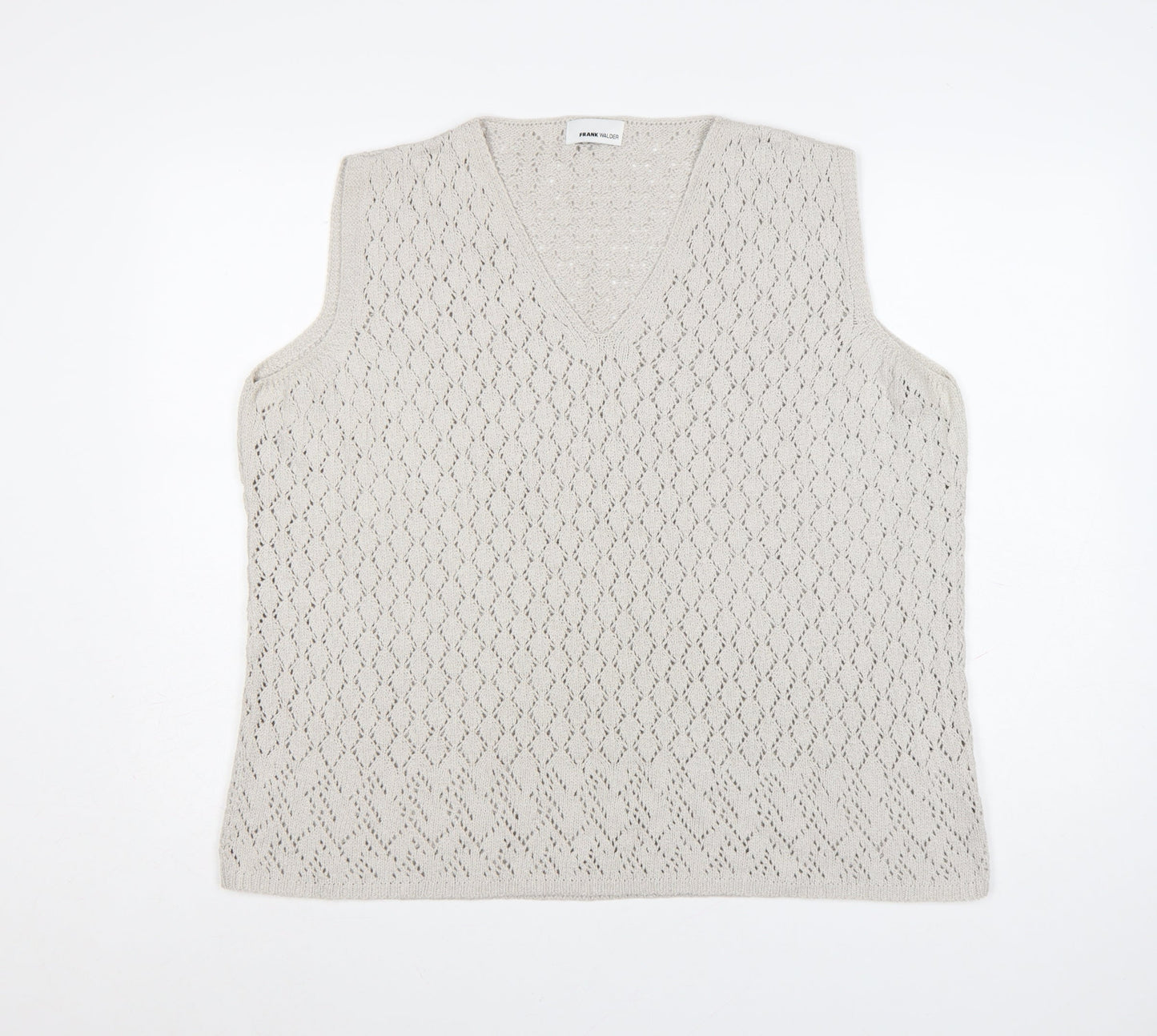 Frank Walder Women's Beige V-Neck Knit Sleeveless Vest XL