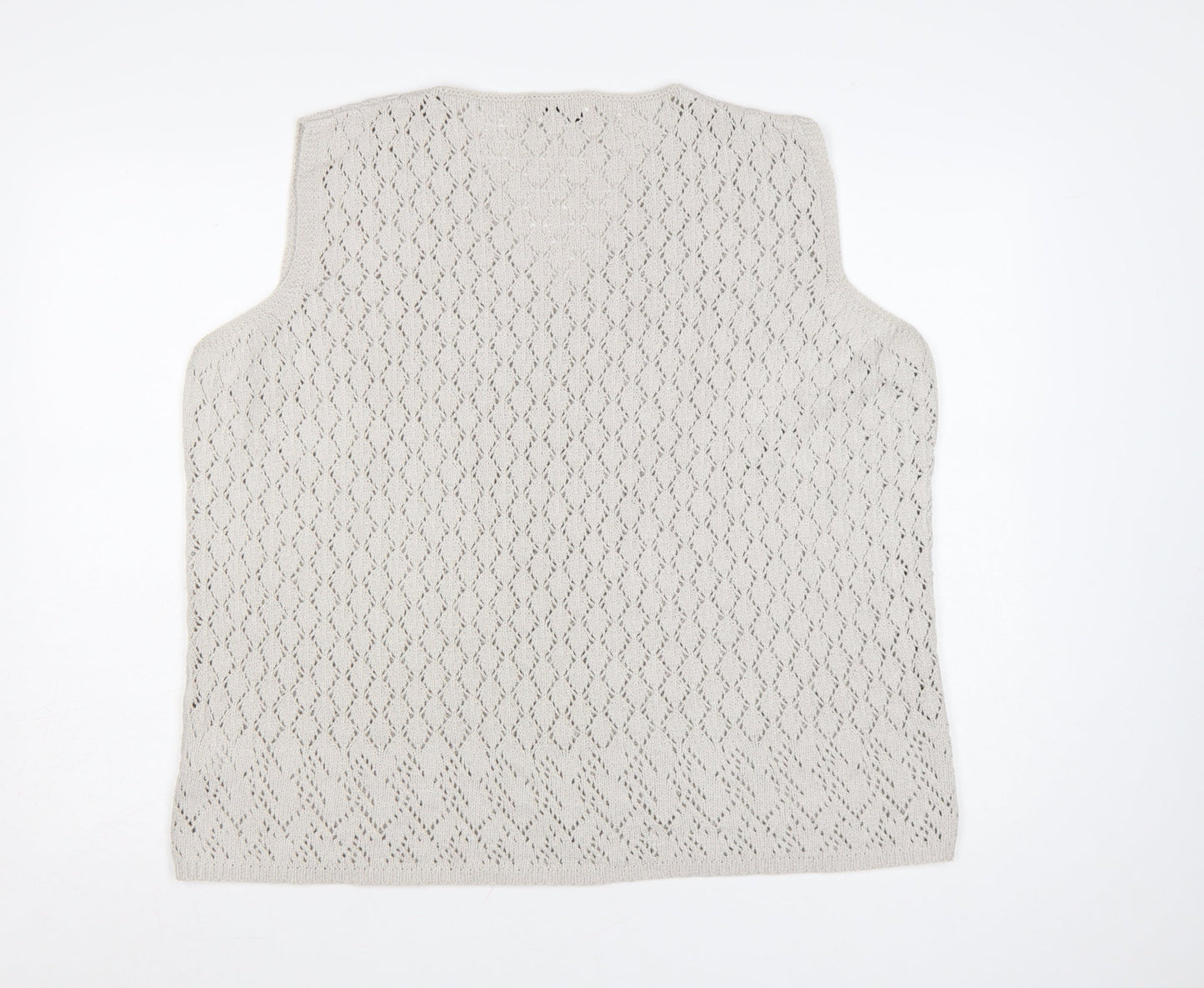 Frank Walder Women's Beige V-Neck Knit Sleeveless Vest XL