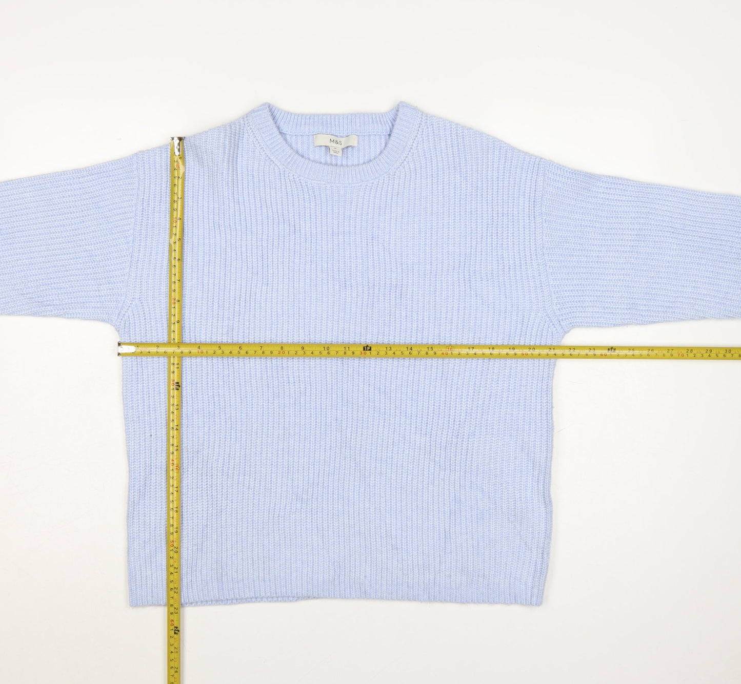Marks and Spencer Women Blue Knit Crew Neck Pullover Jumper M