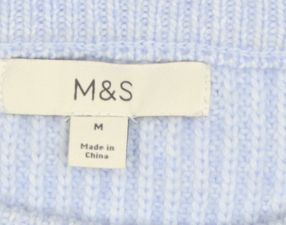 Marks and Spencer Women Blue Knit Crew Neck Pullover Jumper M