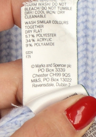 Marks and Spencer Women Blue Knit Crew Neck Pullover Jumper M