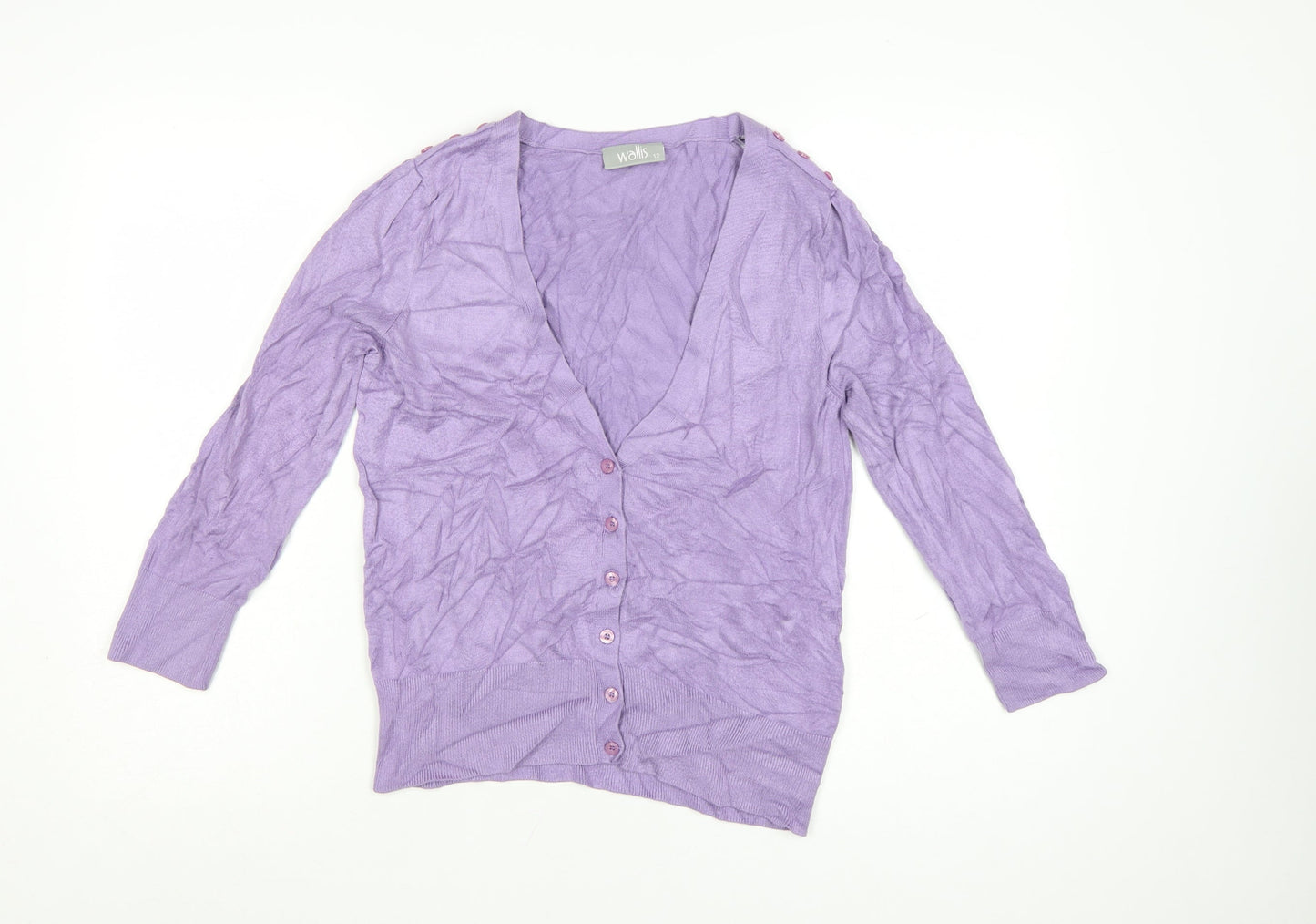 Wallis Women's Purple V-Neck Long Sleeve Button Cardigan Size 12