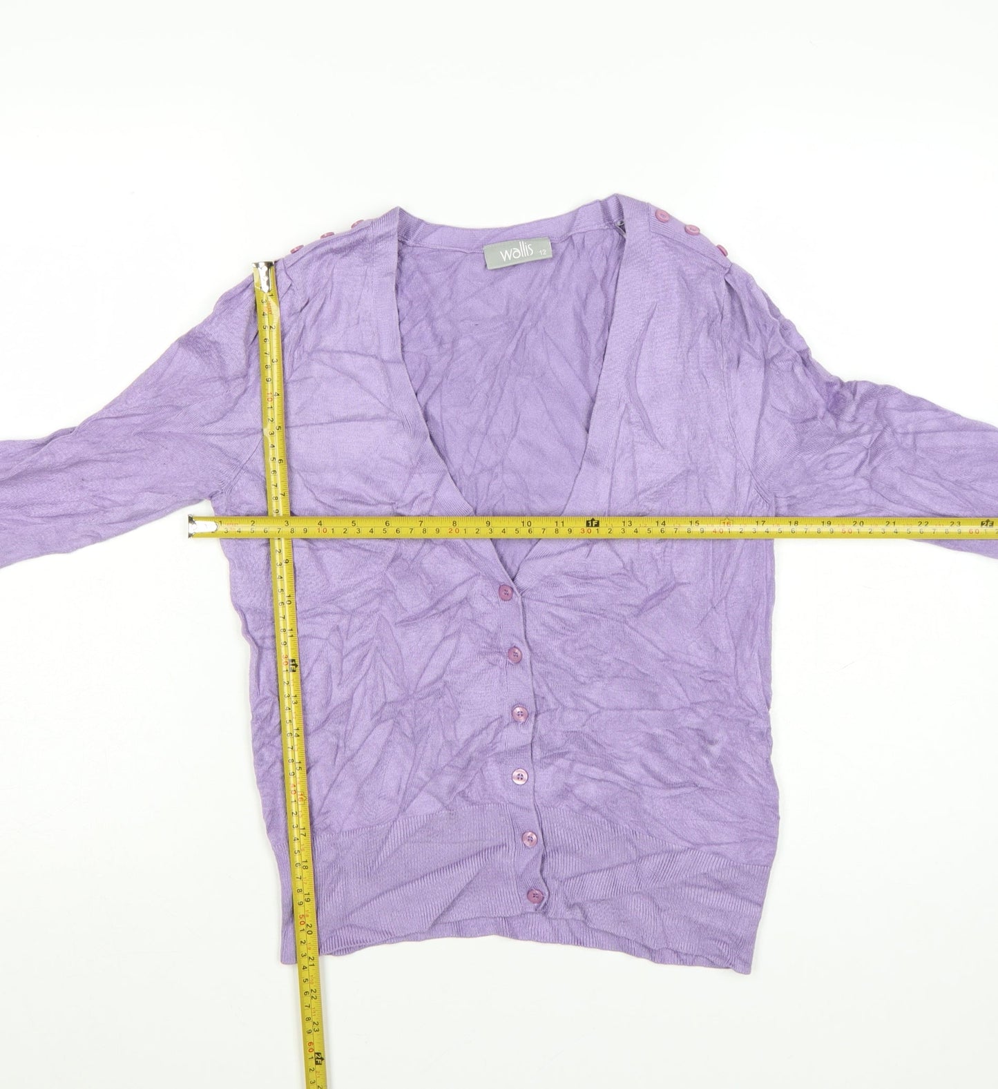 Wallis Women's Purple V-Neck Long Sleeve Button Cardigan Size 12