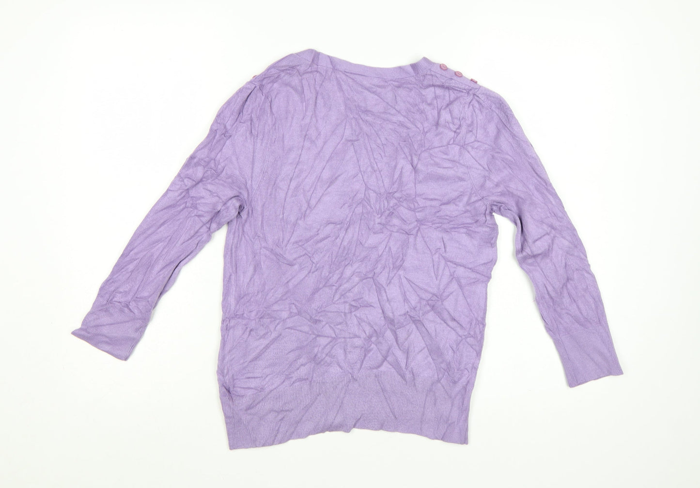 Wallis Women's Purple V-Neck Long Sleeve Button Cardigan Size 12