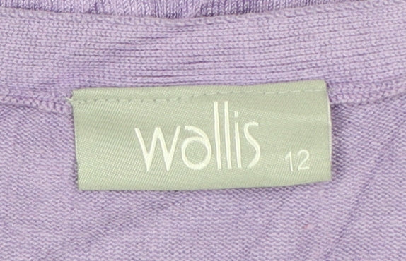 Wallis Women's Purple V-Neck Long Sleeve Button Cardigan Size 12