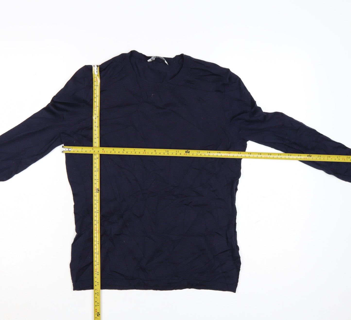 BOSS Womens Blue Merino Wool Crew Neck Long Sleeve Jumper M