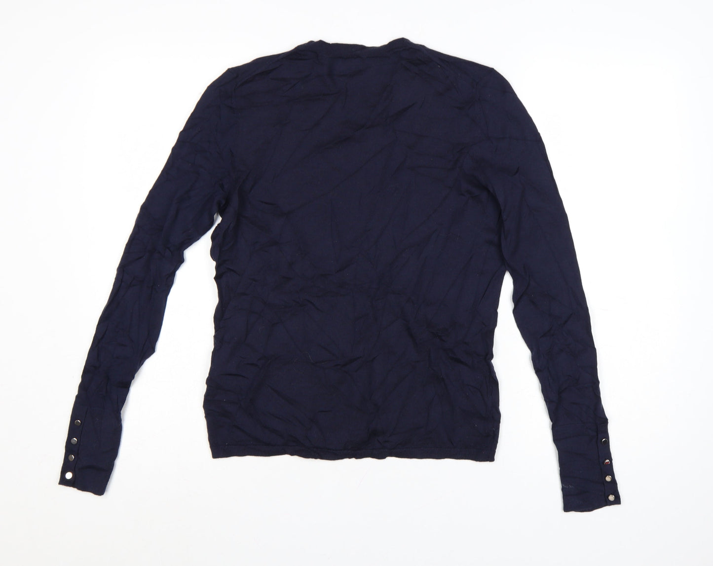 BOSS Womens Blue Merino Wool Crew Neck Long Sleeve Jumper M
