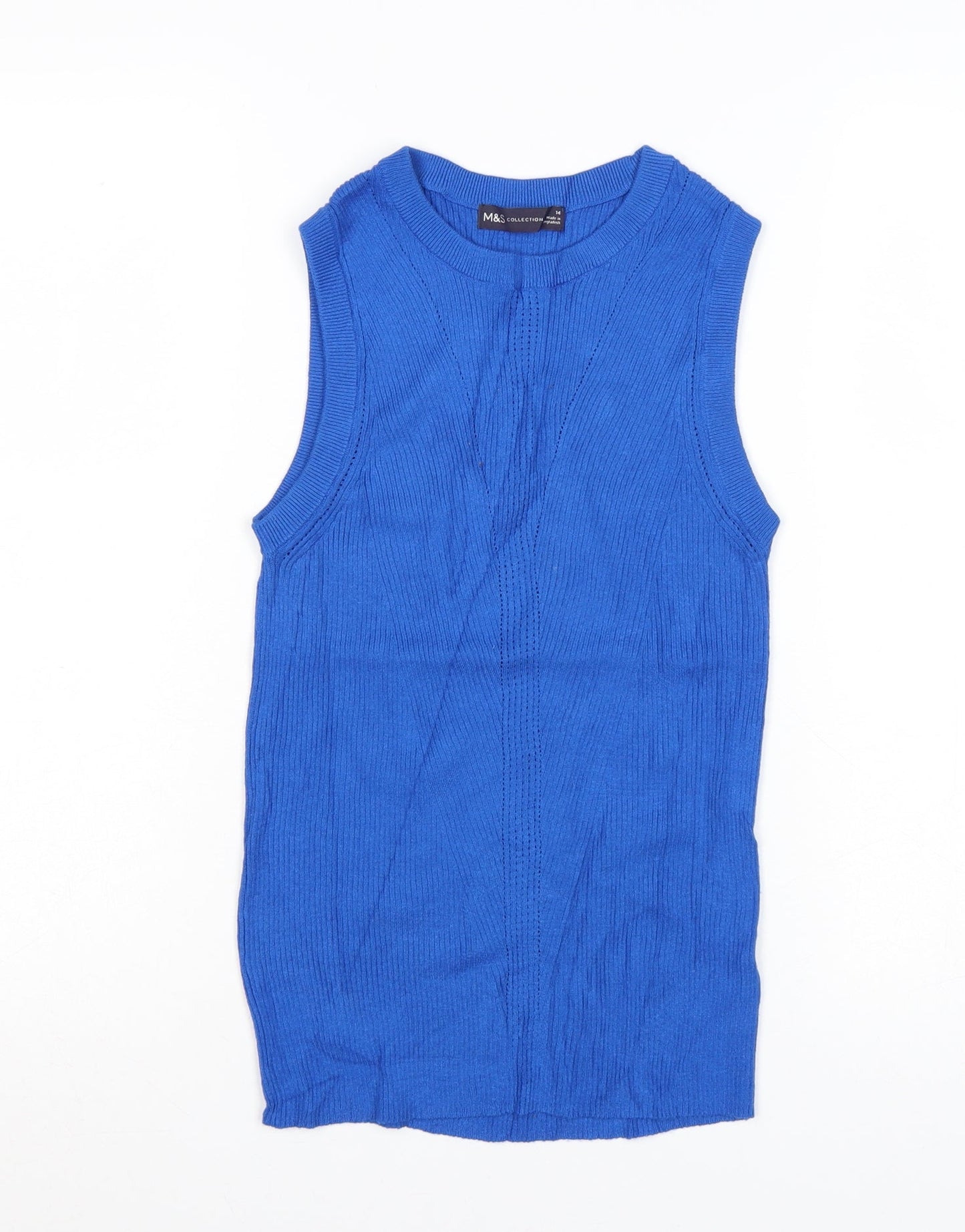 Marks and Spencer Women's Blue Knit Sleeveless Tank Top Size 14