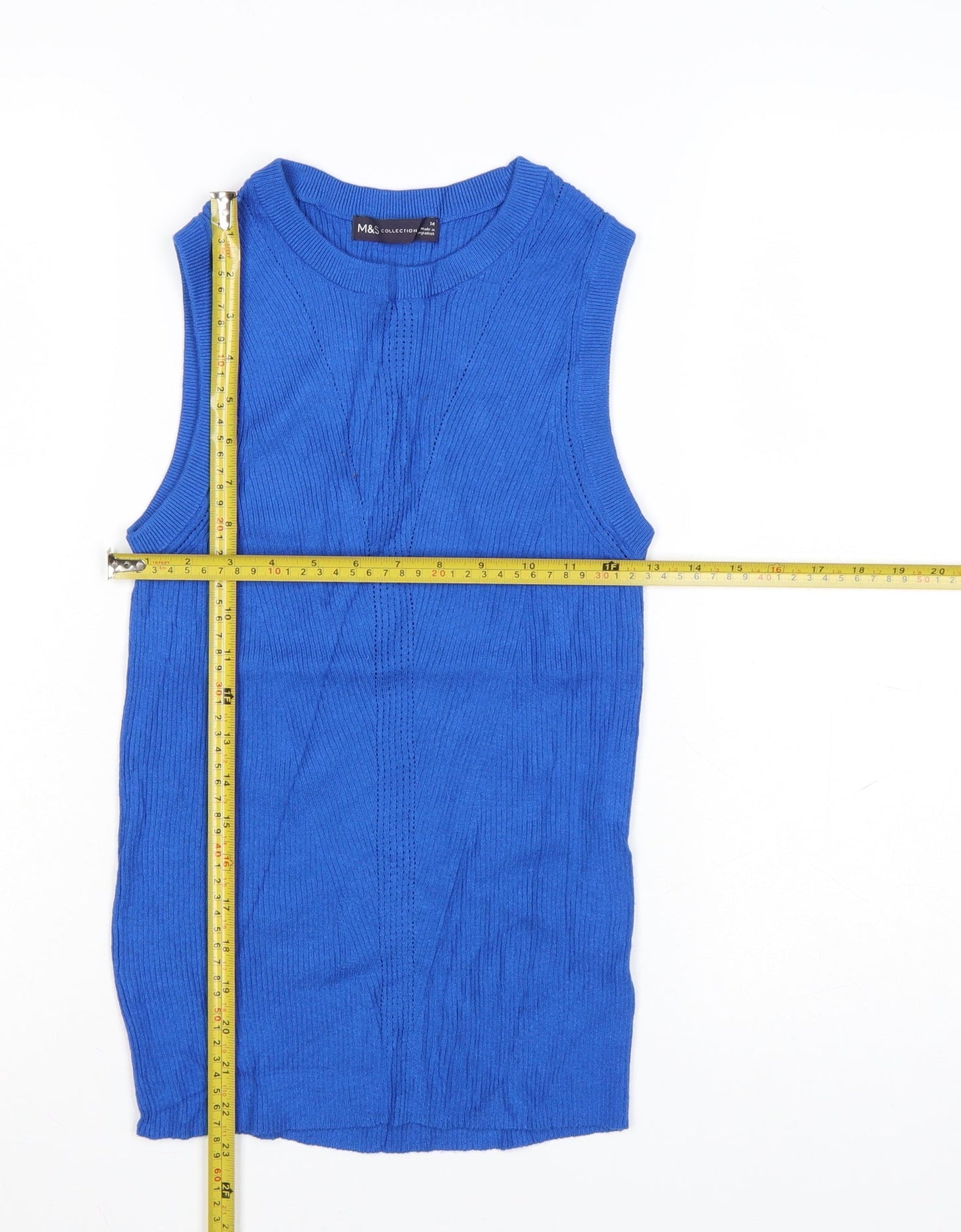 Marks and Spencer Women's Blue Knit Sleeveless Tank Top Size 14