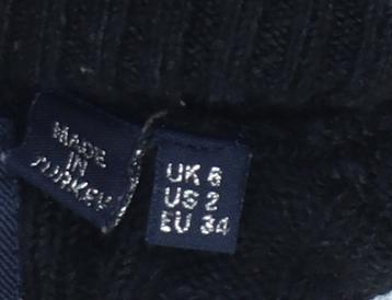 Superdry Women's Black Wool Blend Roll Neck Cable Knit Jumper Size 6