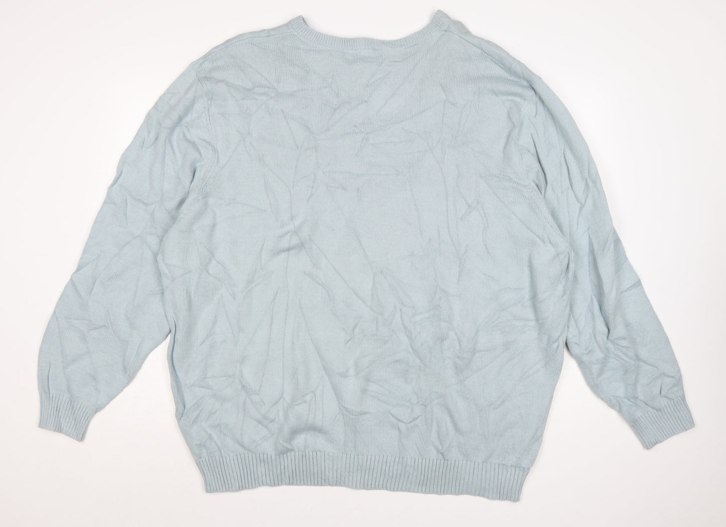 Maine New England Men's Blue Cotton V-Neck Jumper 3XL