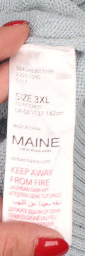Maine New England Men's Blue Cotton V-Neck Jumper 3XL