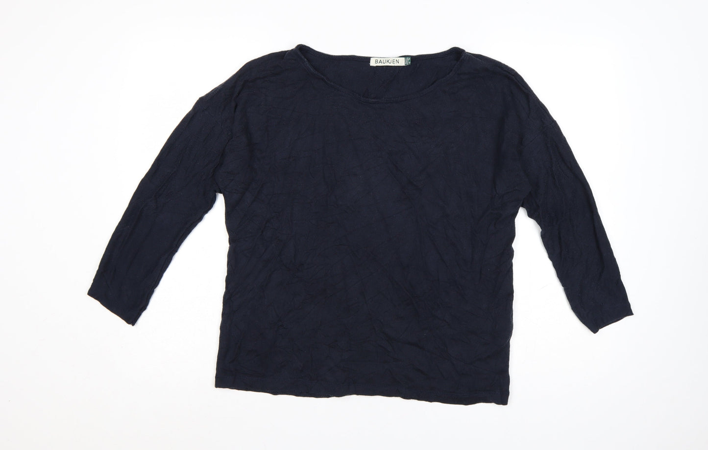 Baukjen Women's Blue Lyocell 3/4 Sleeve Relaxed Pullover Jumper UK 14