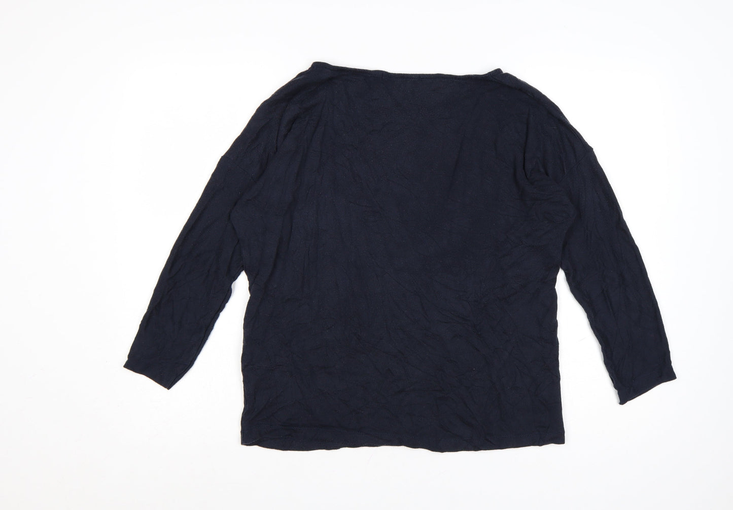 Baukjen Women's Blue Lyocell 3/4 Sleeve Relaxed Pullover Jumper UK 14