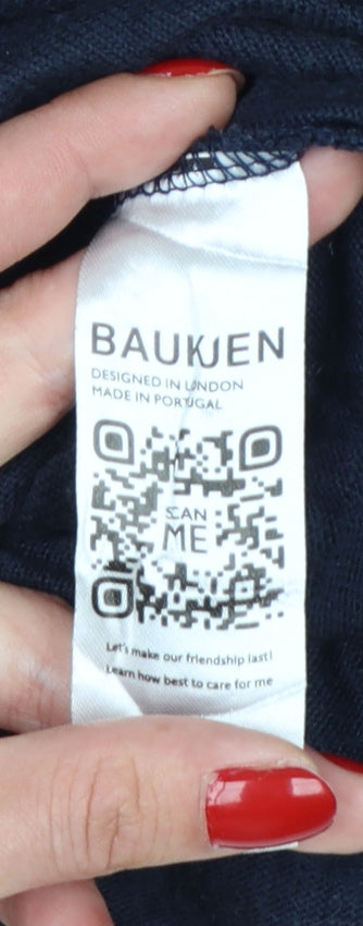 Baukjen Women's Blue Lyocell 3/4 Sleeve Relaxed Pullover Jumper UK 14