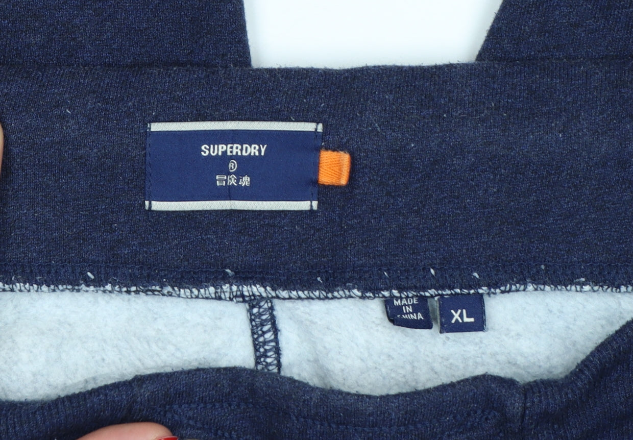 Superdry Men's Blue Joggers XL Fleece Lined Elastic Waist Trousers