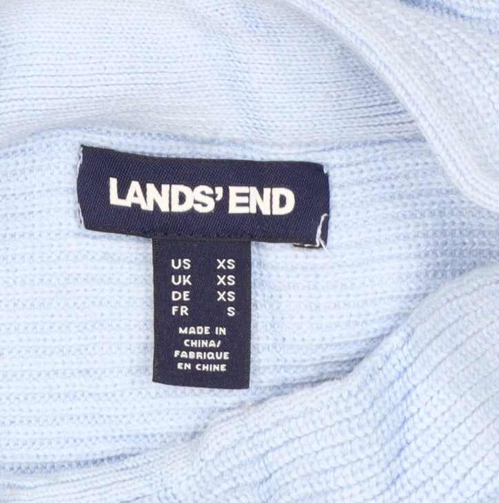 Lands' End Women’s Blue Mock Neck Knit Pullover Jumper Size XS