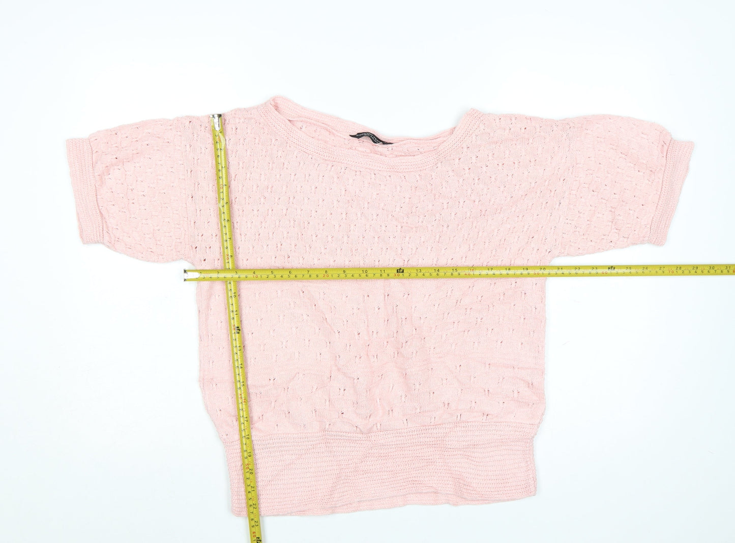 Dorothy Perkins Women's Pink Open-Knit Short Sleeve Jumper Size 16