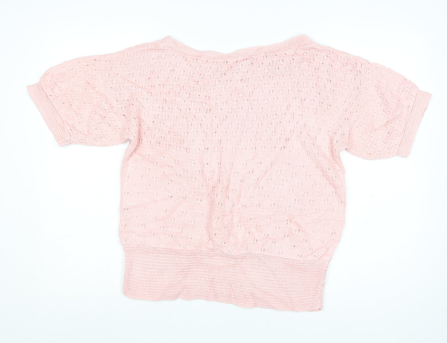 Dorothy Perkins Women's Pink Open-Knit Short Sleeve Jumper Size 16