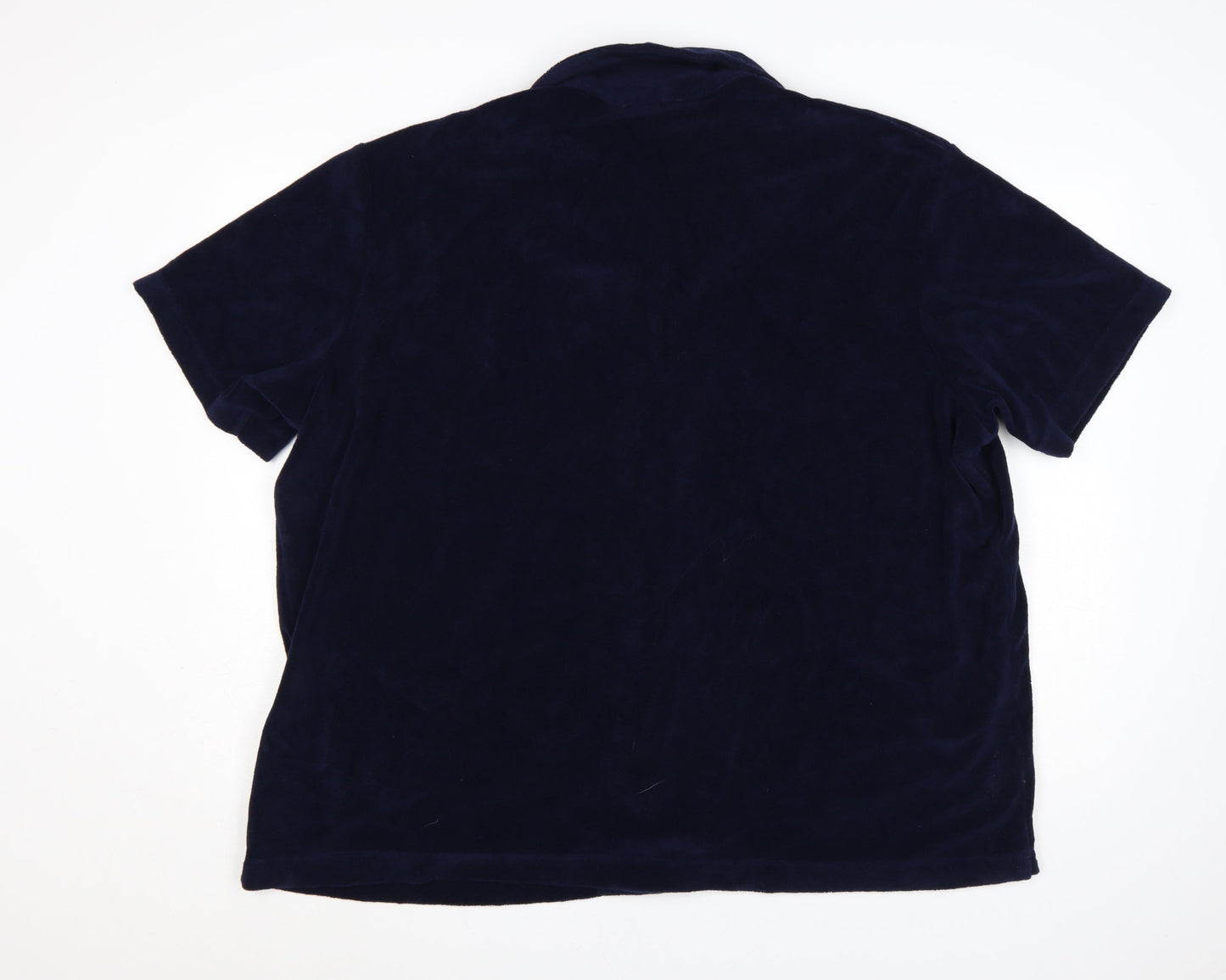 Marks and Spencer Men's Blue 3XL Regular Fit Velvet Button-Up Shirt