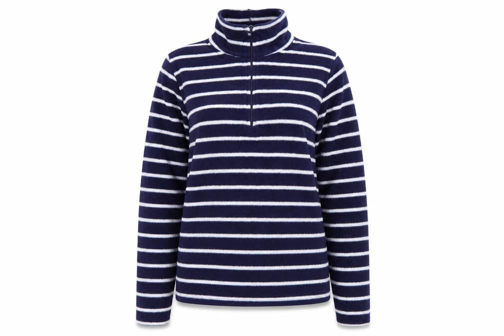 Mountain Warehouse Women Navy Striped Fleece Pullover Sweatshirt M