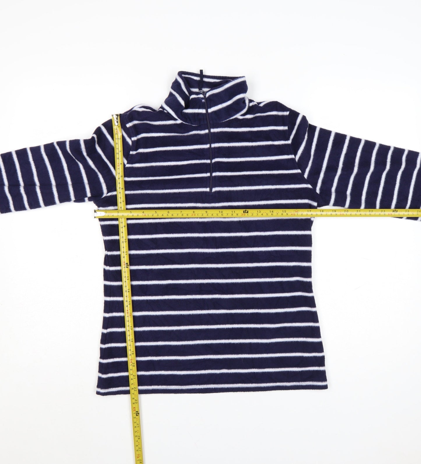Mountain Warehouse Women Navy Striped Fleece Pullover Sweatshirt M