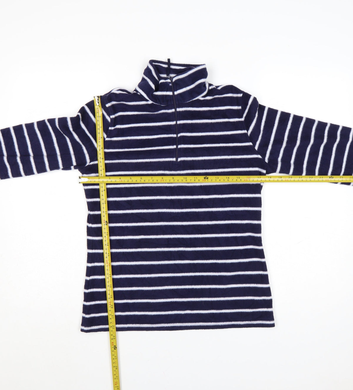 Mountain Warehouse Women Navy Striped Fleece Pullover Sweatshirt M