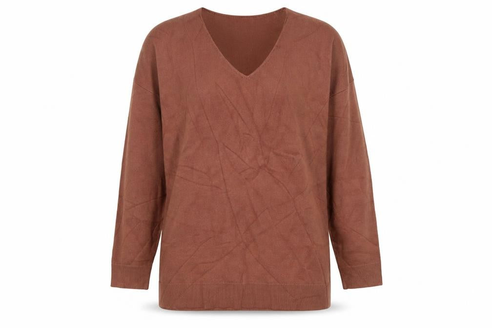 Next Women Brown V-Neck Knit Pullover Jumper Size L
