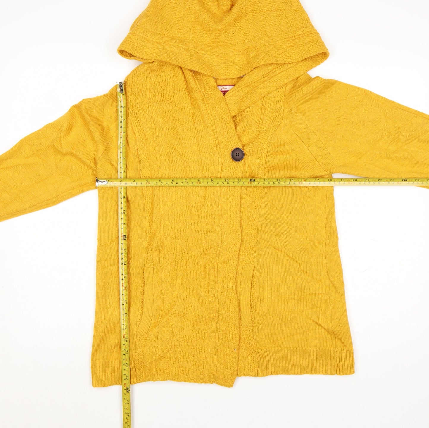 Joe Browns Women's Yellow Hooded Cardigan UK 16 Acrylic Wool Knit