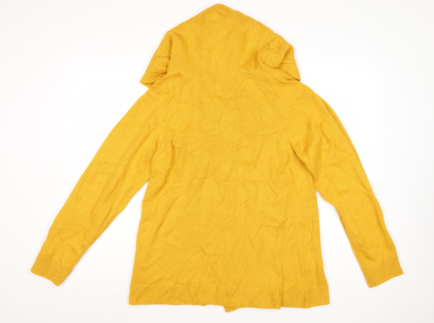 Joe Browns Women's Yellow Hooded Cardigan UK 16 Acrylic Wool Knit