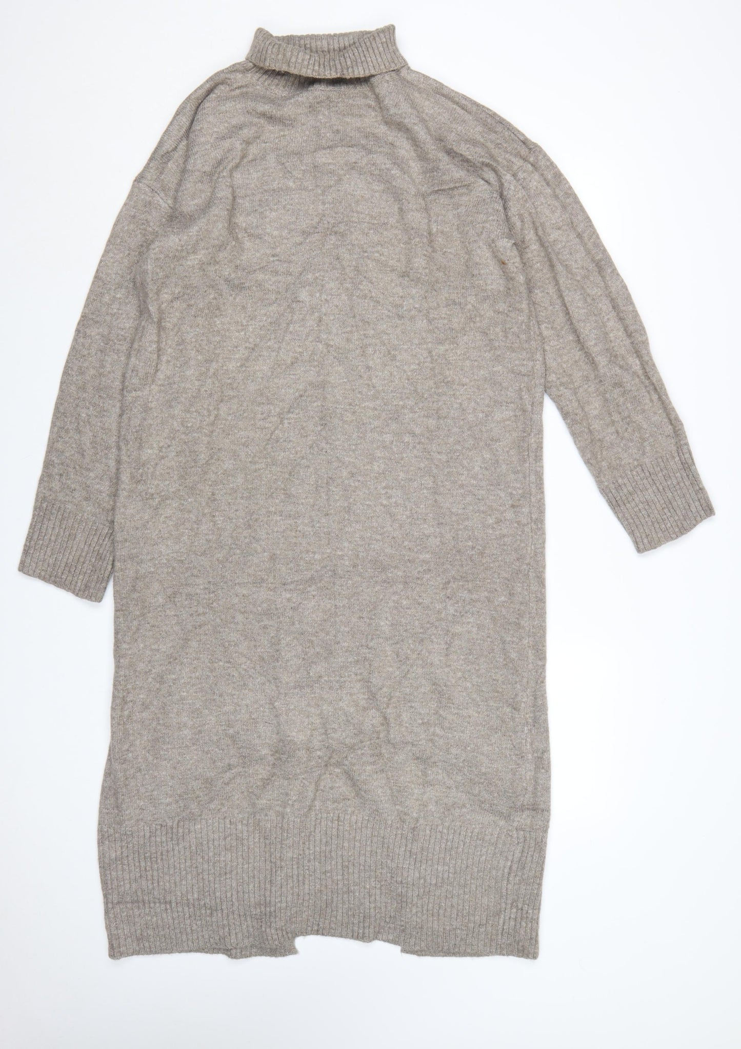 New Look Women Beige Knit Roll Neck Jumper Dress Size M