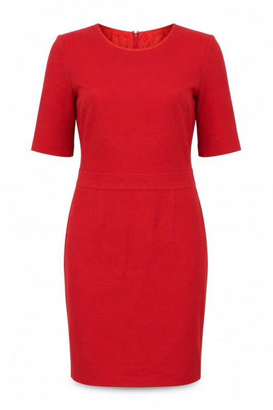 Hobbs Women Red Knee Length Wool Blend Sheath Dress Size 12