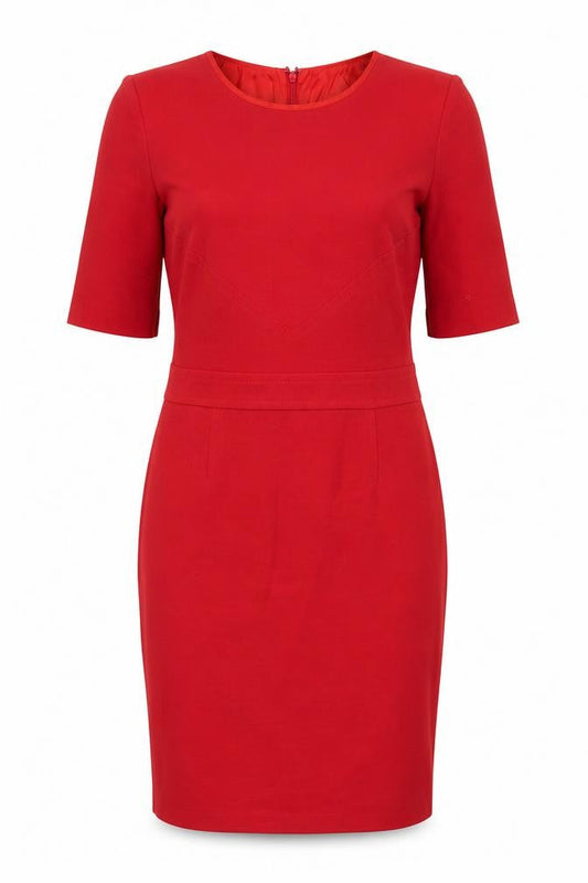 Hobbs Women Red Knee Length Wool Blend Sheath Dress Size 12
