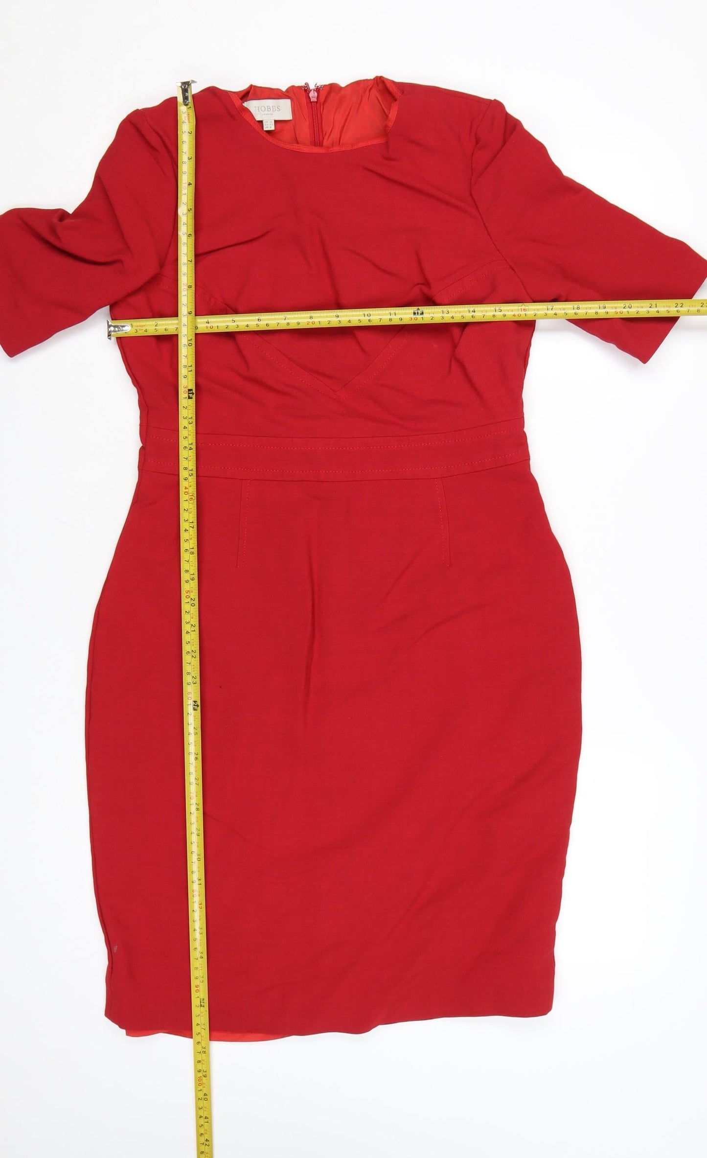Hobbs Women Red Knee Length Wool Blend Sheath Dress Size 12