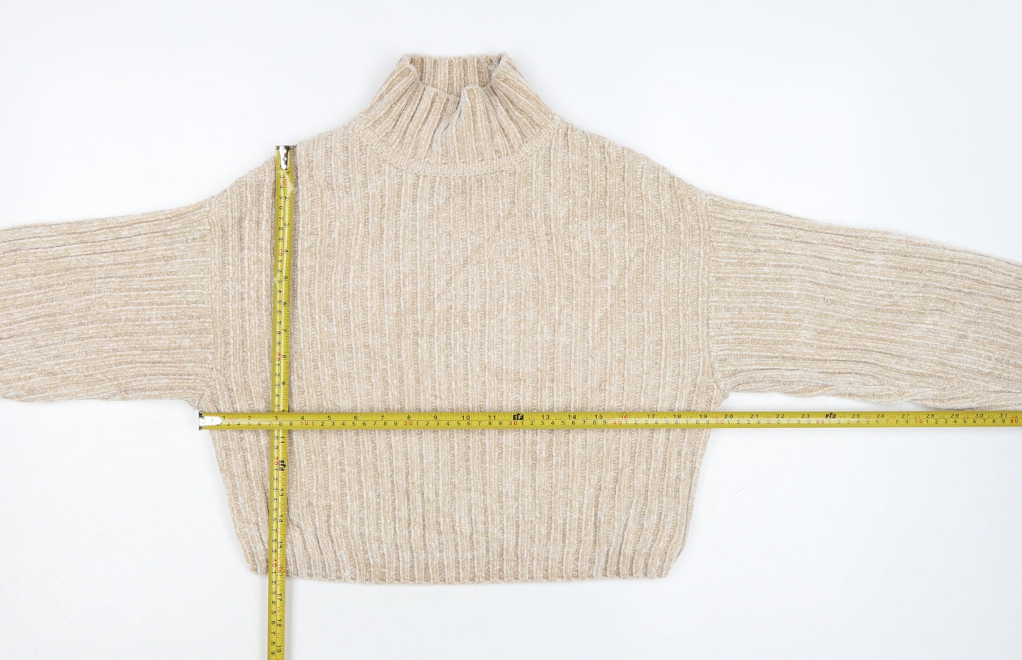 H&M Divided Women Beige XS Chunky Knit High Neck Jumper