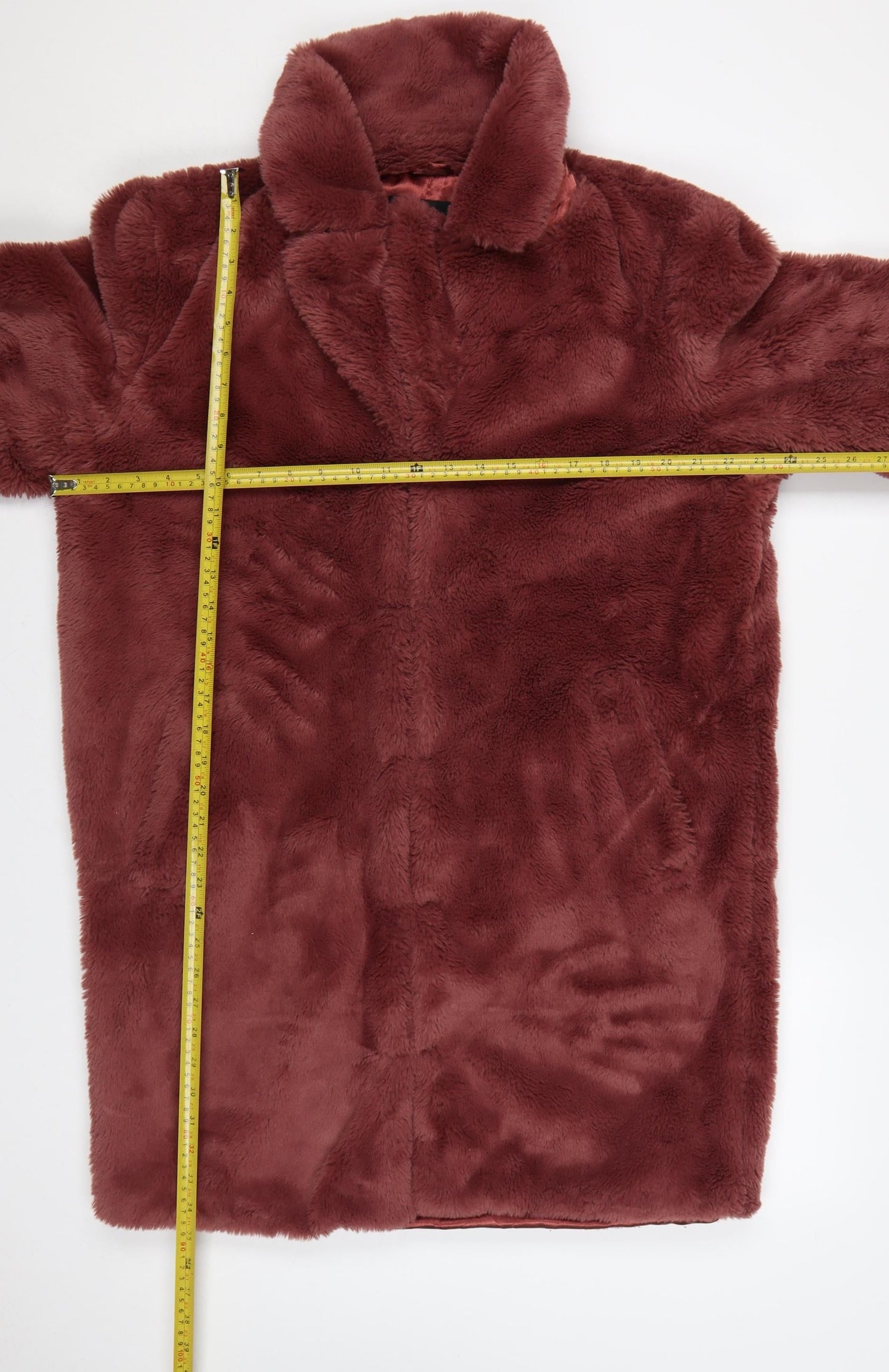 boohooMAN Men's Brown Faux Fur Overcoat Size S Winter Jacket