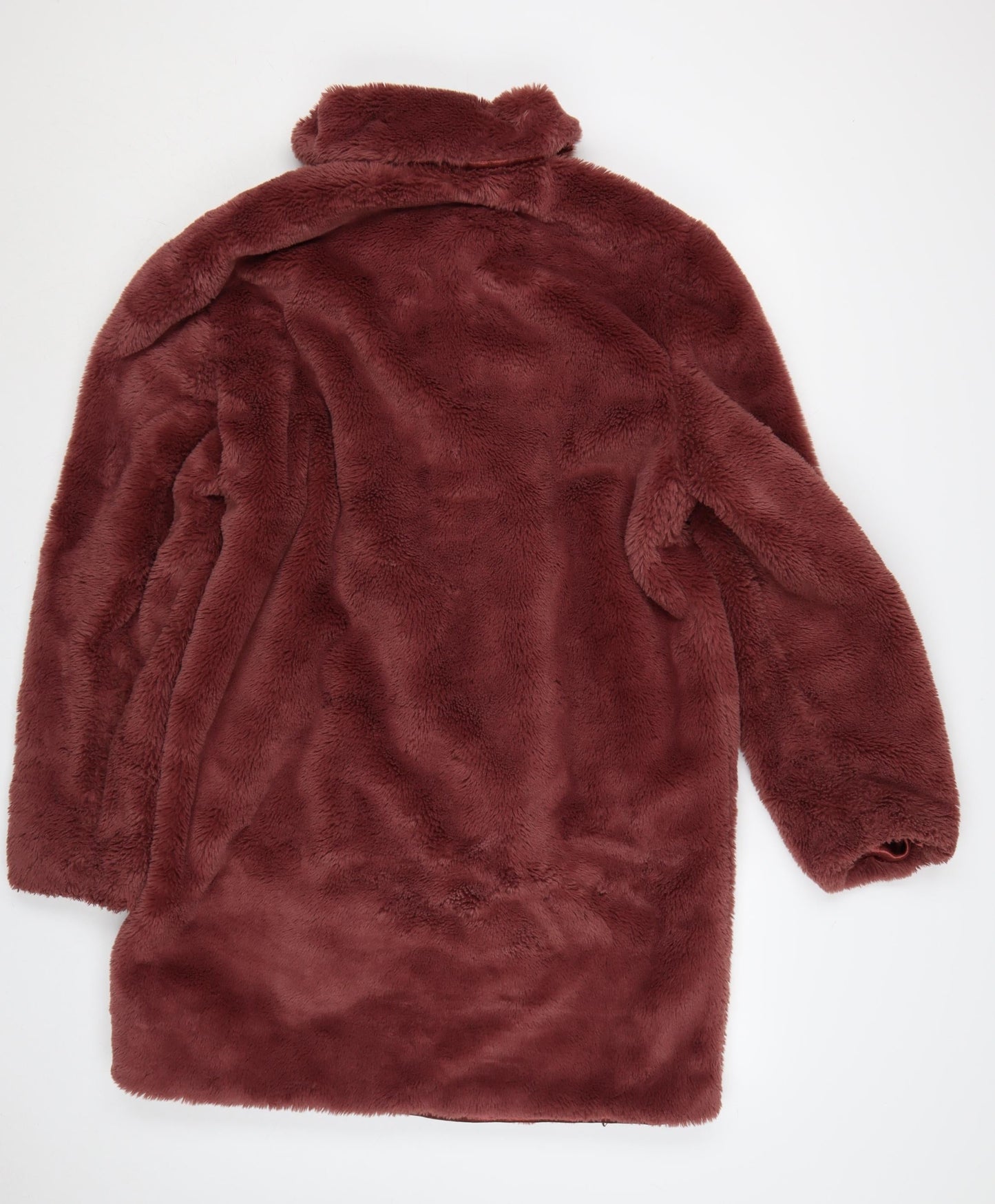 boohooMAN Men's Brown Faux Fur Overcoat Size S Winter Jacket