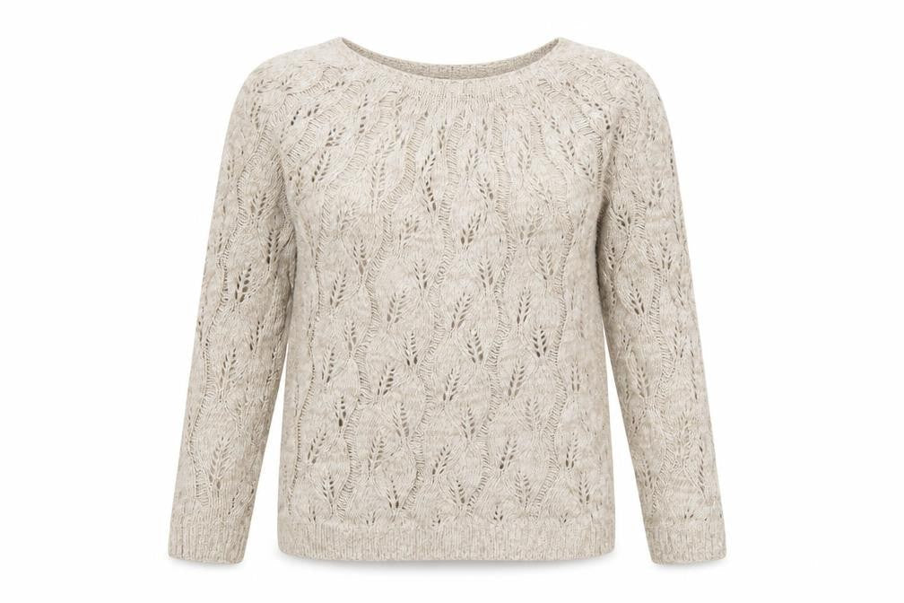 Boohoo Women Beige Open-Knit Cotton Acrylic Jumper Size M
