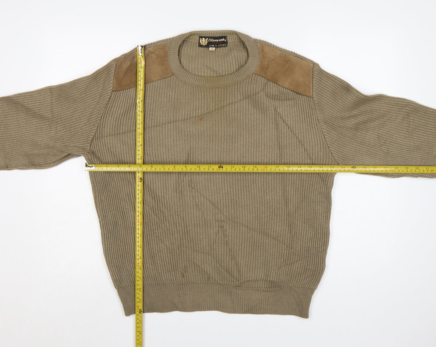 Glenwyck of Scotland Men's Beige Wool Pullover Jumper M Country Style