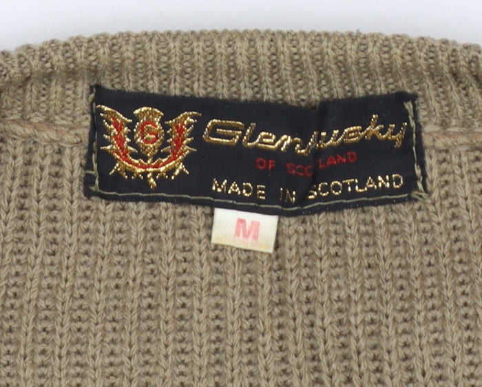 Glenwyck of Scotland Men's Beige Wool Pullover Jumper M Country Style
