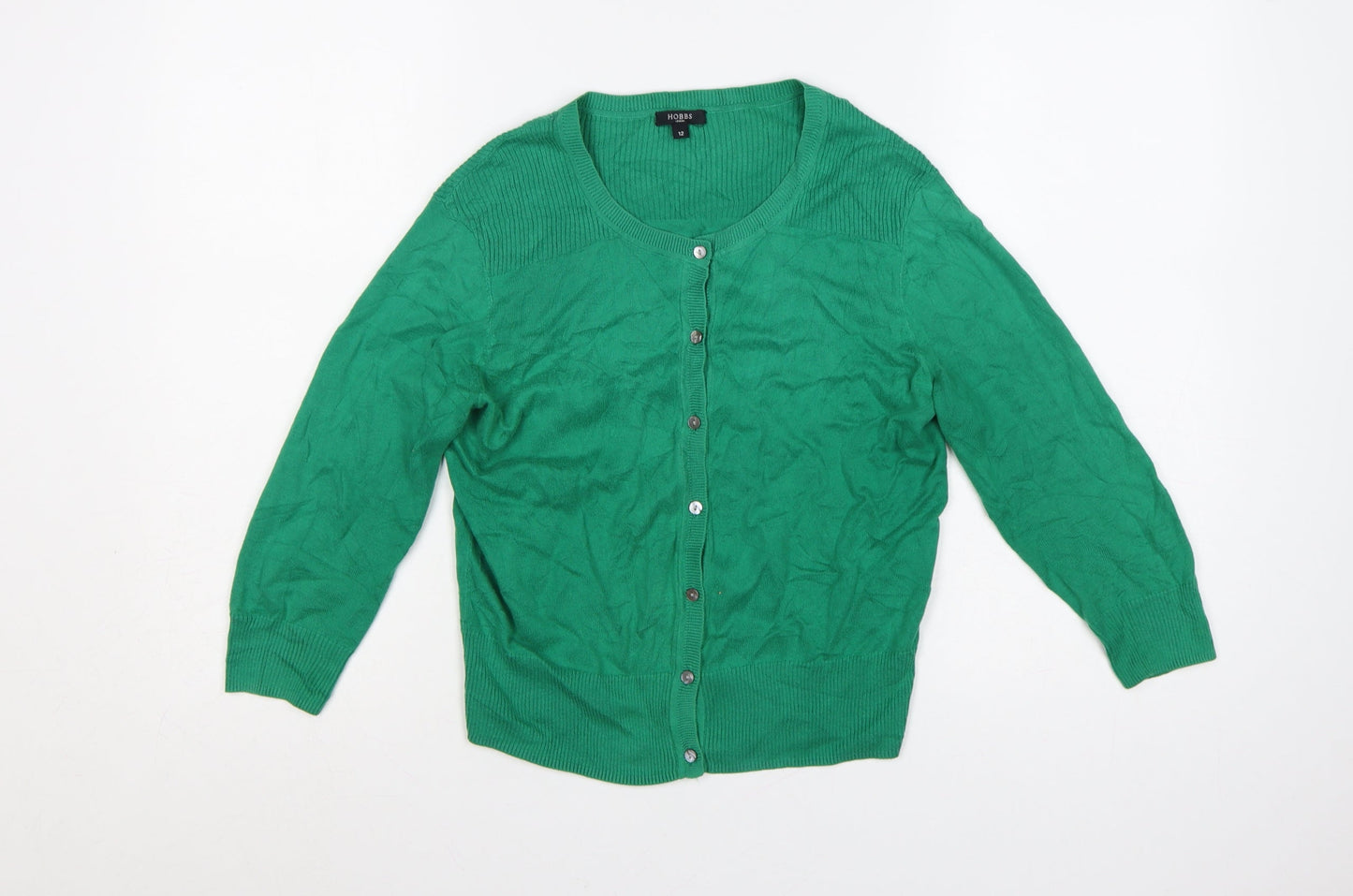 Hobbs Women Green Cotton Button Cardigan Size 12